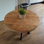 Ronde mango houten eettafel Ø100 cm met zwarte spinpoot  G, Ophalen of Verzenden