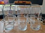 6 vintage 7up glazen met rekje, Ophalen, Gebruikt