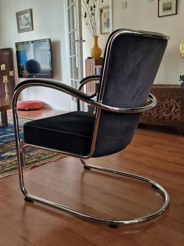 Originele Gispen 412 fauteuils 2x zwarte ribstof, Antiek en Kunst, Antiek | Meubels | Stoelen en Banken, Ophalen