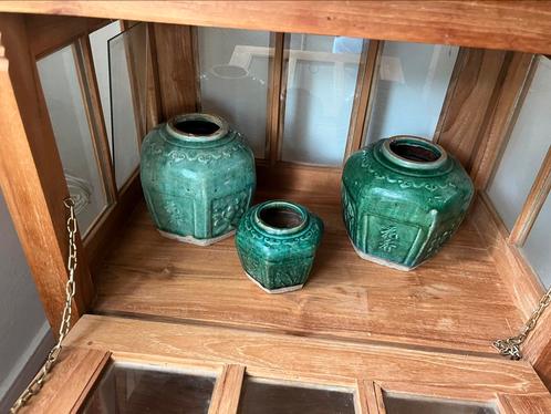 Chineze gemberpotten groen, Huis en Inrichting, Woonaccessoires | Vazen, Zo goed als nieuw, Groen, Minder dan 50 cm, Glas, Ophalen