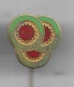 IJMUIDEN DE HOOGOVENS VAKBEKWAAMHEID EMAILE SPELD, Verzamelen, Ophalen of Verzenden, Gebruikt, Merk, Speldje of Pin