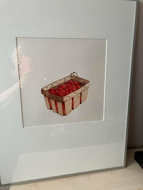 Grafiek Anja van den Berg - kersenmandje, Antiek en Kunst, Kunst | Tekeningen en Foto's, Ophalen