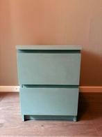 Strak groen nachtkastje — ladekast met 2 lades, Ophalen, Gebruikt