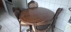 Mahonie houten eettafel met 4 stoelen, Ophalen, Gebruikt
