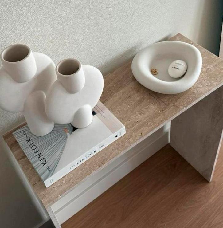 Vintage travertin side table, Huis en Inrichting, Complete inboedels, Ophalen