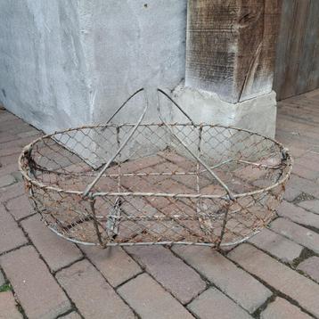 Oude brocante Franse plukmand oogstmand draadmand *Etage3* beschikbaar voor biedingen