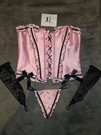 Satijnen Corset Set XL - String & Gloves, Generic, Verzenden, Roze, Body of Korset