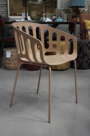 1 x hippe eetkamerstoel / tuinstoel Gaber Basket Chair zand