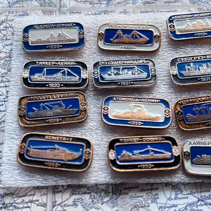 Sovjet Speldjes - Maritieme Vloot USSR - Set van 17, Verzamelen, Speldjes, Pins en Buttons, Gebruikt, Speldje of Pin, Transport