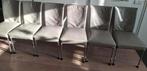 Gezocht 6 lichtgrijze, echt leren eetkamerstoelen, Ophalen, Leer, Zo goed als nieuw, Grijs