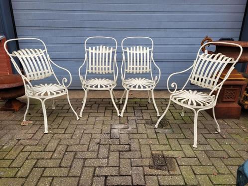4x Antieke Franse tuinstoelen bistro stoelen smeedijzer, Tuin en Terras, Tuinstoelen, Zo goed als nieuw, Metaal, Verzenden