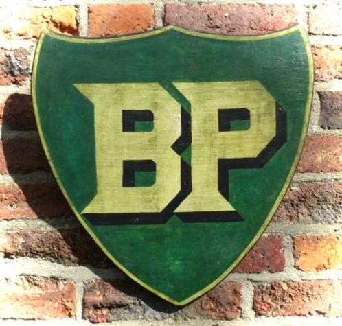 Handgeschilderd vintage reclame bord BP / Garage / Mancave, Verzamelen, Merken en Reclamevoorwerpen, Zo goed als nieuw, Reclamebord