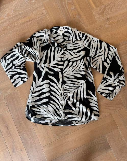 Linnen blouse H&M - Maat M -, Kleding | Dames, Blouses en Tunieken, Zo goed als nieuw, Maat 38/40 (M), Zwart, Ophalen