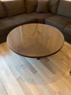 Echte houten salontafel - Robuust en stijlvol, Huis en Inrichting, Tafels | Salontafels, Gebruikt, 100 tot 150 cm, Rond, Ophalen of Verzenden