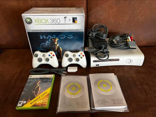 Xbox 360 Limited Edition Halo 3 - 2 controllers, Spelcomputers en Games, Spelcomputers | Xbox 360, Zo goed als nieuw, 60 GB, Met 2 controllers