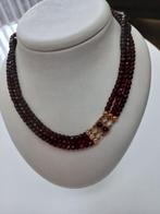 Granaat collier + 14 kt goud.slot, 44 cm, Verzenden, Gebruikt, Rood, Steen of Mineraal