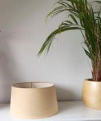 Zachtgeel/groene gestoffeerde lampenkap, Huis en Inrichting, Lampen | Lampenkappen, Ophalen of Verzenden, Zo goed als nieuw, Rond