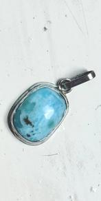 Zilveren hanger met Larimar steen. Totaal ongeveer 2.5 cm, Ophalen of Verzenden, Zo goed als nieuw, Zilver