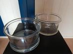 2 Zware glazen schalen met stalen decoratieballen, Ophalen, Zo goed als nieuw, Rond, Glas