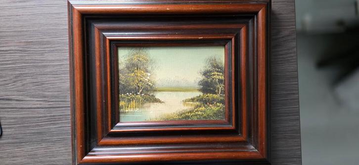 Olieverf schilderijtje landschap in lijst, Antiek en Kunst, Kunst | Schilderijen | Klassiek, Ophalen of Verzenden