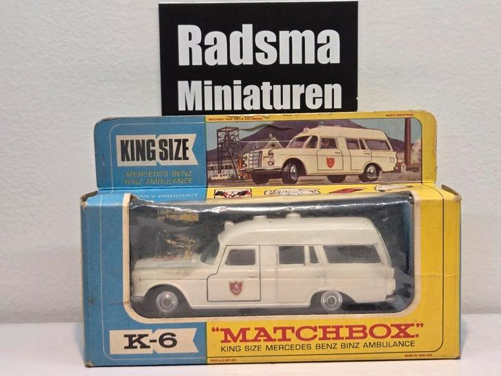 Matchbox King size K-6 Mercedes-Benz Ambulance + verpakking, Hobby en Vrije tijd, Modelauto's | 1:43, Gebruikt, Auto, Matchbox