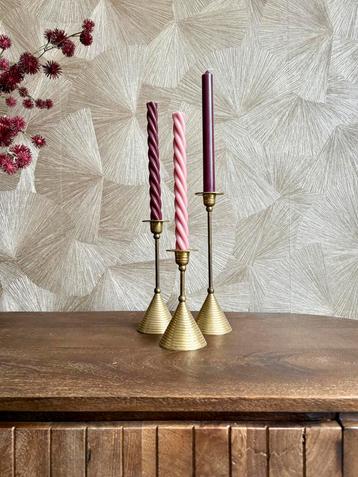 Vintage messing kandelaar - kaarsenhouder | set van 3 beschikbaar voor biedingen