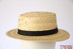 Vintage zonne strohoed Boater hoed dik stro 58, Gedragen, Ophalen of Verzenden, Hoed, 58 of 59 cm (L, 7¼ of ⅜ inch)