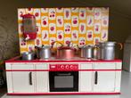 Vintage speelgoedkeuken met pannen, fluitketel en melkkan, Ophalen of Verzenden, Gebruikt, Overige materialen, Speelkeuken