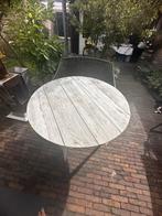 Tuintafel rond 115 cm doorsnee, Tuin en Terras, Tuintafels, Ophalen, Gebruikt, Rond, Hout