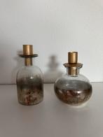 Set van 2 decoratieve kandelaars en/of vaasjes, Ophalen of Verzenden, Zo goed als nieuw, Metaal, Grijs