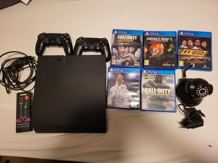 Ps4 original + wifi camera 360, Spelcomputers en Games, Spelcomputers | Sony PlayStation 4, Zo goed als nieuw, Met 2 controllers