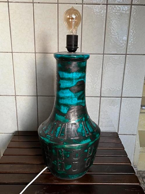 Vintage West Germany tafellamp zwart turqoise fat lava xxl, Huis en Inrichting, Lampen | Tafellampen, Gebruikt, Minder dan 50 cm
