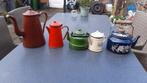 Emaille koffie of thee potten 1xmelkbus schaaltjes 1x beschu, Antiek en Kunst, Ophalen