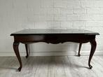 Vintage mahonie tafel met glazen plaat, Antiek en Kunst, Antiek | Meubels | Tafels, Ophalen