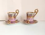 2 antieke Limoge kop en schotels Fragonard rose goud, Antiek en Kunst, Ophalen of Verzenden