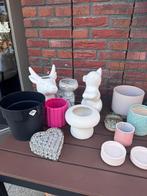 Hele set vazen, bloempotten en decoratie Hema, bosius etc, Tuin en Terras, Bloempotten, Ophalen, Rond, Zo goed als nieuw, Minder dan 25 cm
