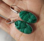 925 zilveren oorbellen met natuurlijke Malachiet steen, O.T., Hangers, Nieuw, Ophalen of Verzenden
