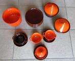Driehoek Huizen Laren servies aardewerk oranje bruin, Antiek en Kunst, Ophalen
