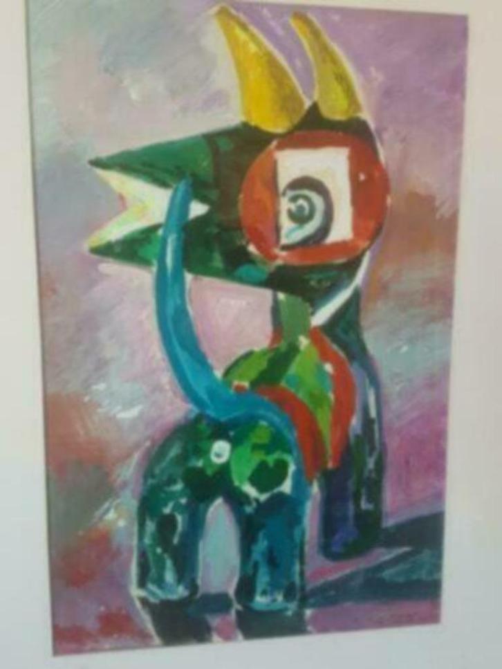 Schilderij Cobra Dino Hond Foen Winters pers. Cadeau., Antiek en Kunst, Kunst | Schilderijen | Modern, Ophalen