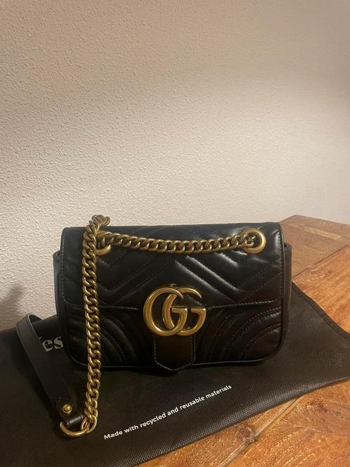 Gucci Marmont, Sieraden, Tassen en Uiterlijk, Tassen | Damestassen, Gebruikt, Zwart, Ophalen of Verzenden