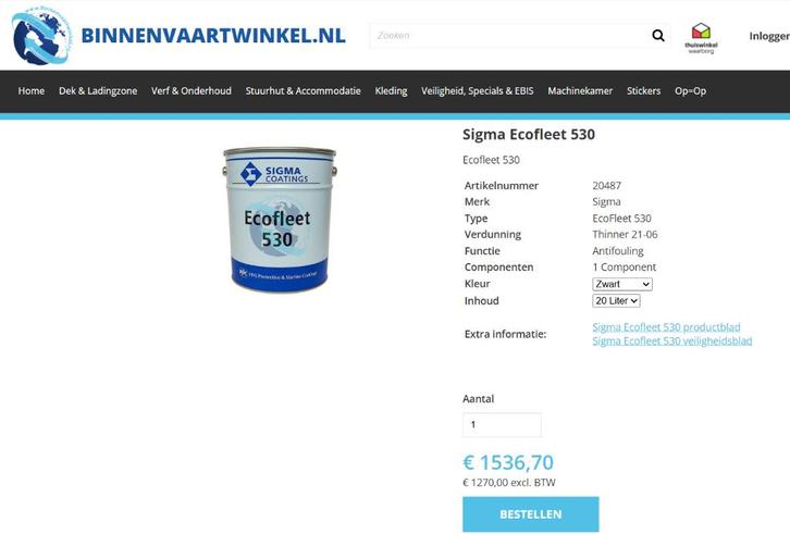 Sigma Ecofleet 530 Antifouling, Doe-het-zelf en Verbouw, Verf, Beits en Lak, Zwart, Ophalen