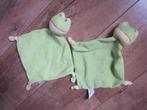 Het Eek groen zacht pluche knuffeldoek geel-groene kikker, Ophalen of Verzenden, Nieuw, Kikker