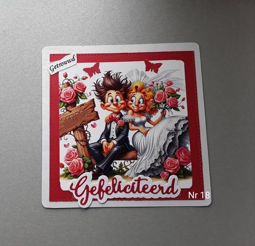 Zelfgemaakte kaart  getrouwd, Hobby en Vrije tijd, Kaarten | Zelfgemaakt, Nieuw, Overige thema's, Ophalen of Verzenden