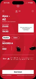 2 KAARTEN AJAX - AZ 18-10-2025, Losse kaart, Twee personen, Oktober