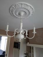 Witte kroonluchter met 5 armen., Ophalen, Gebruikt, Metaal, Landelijk