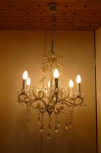 Zeven-armige kroonluchter glas op wit frame, Ophalen, Gebruikt, Romantisch, Glas