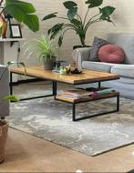 Industriële salontafel – massief hout & staal, Ophalen, 100 tot 150 cm, 50 tot 100 cm, Zo goed als nieuw