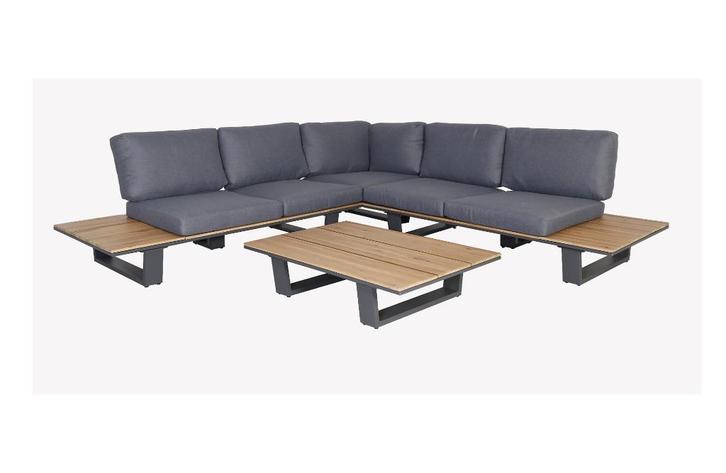 Hoek Loungeset Lota | Antraciet | Acacia & Aluminium, Tuin en Terras, Tuinsets en Loungesets, Nieuw, Loungeset, Hout, 4 zitplaatsen