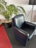 Fauteuils volledig leder donker blauw, Ophalen of Verzenden, Zo goed als nieuw, 75 tot 100 cm, 50 tot 75 cm