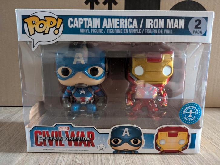 Funko Pop  Avengers Civil War Captain America en Iron Man, Verzamelen, Poppetjes en Figuurtjes, Zo goed als nieuw, Ophalen of Verzenden